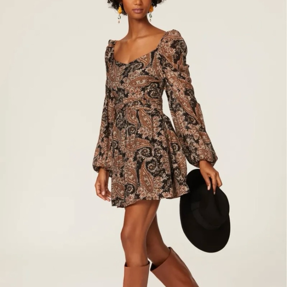 MINKPINK Paisley Paradise long sleeve mini dress L